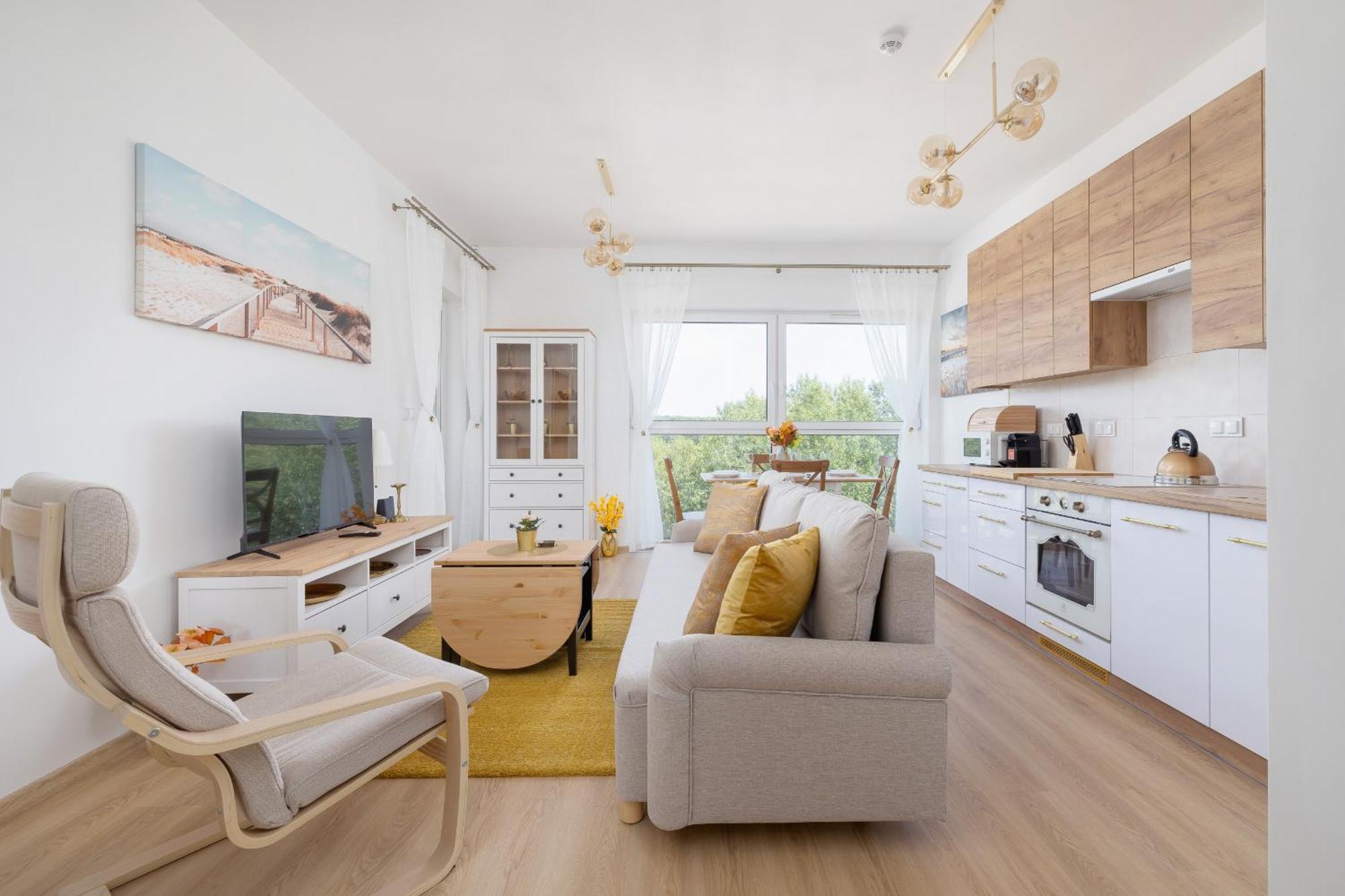 Leilighet Bezowy Przy Parku W Katowicach Z Widokiem Na Staw I Biurkiem By Renters *