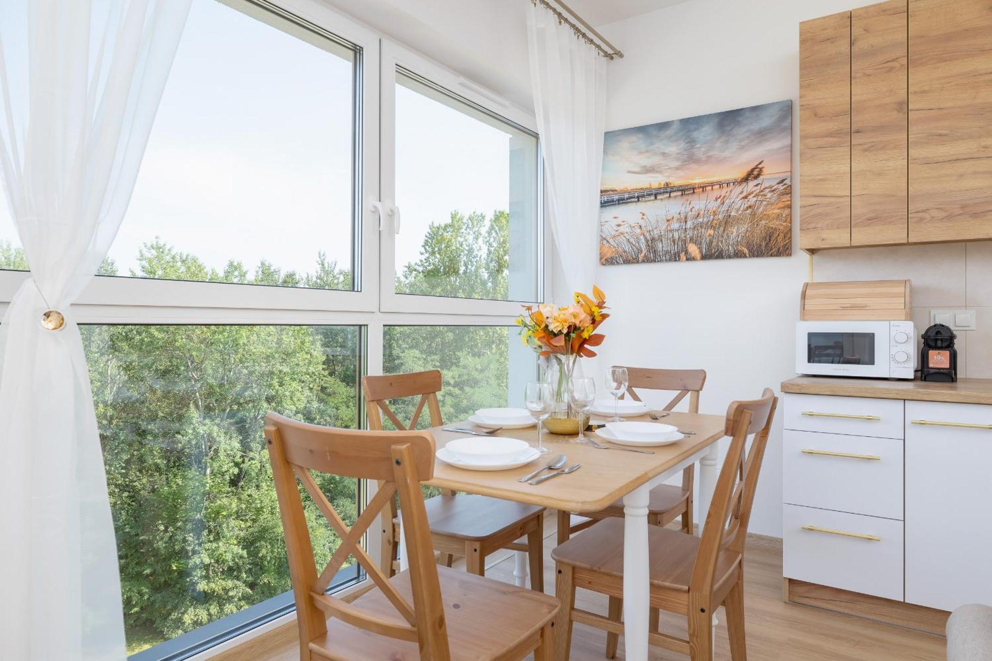Bezowy Przy Parku W Katowicach Z Widokiem Na Staw I Biurkiem By Renters * Katowice